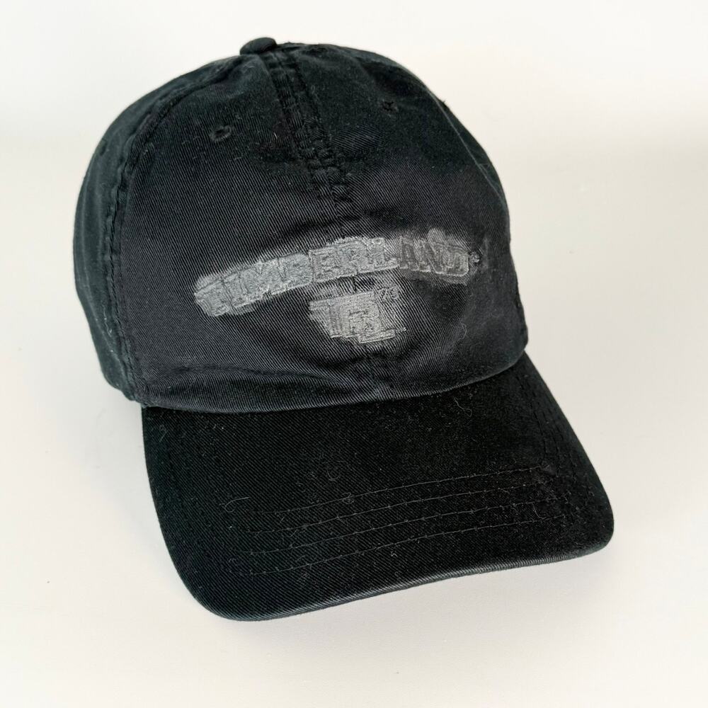 Vintage 90's Timberland Logo Black Baseball Cap Hat Cotton Women